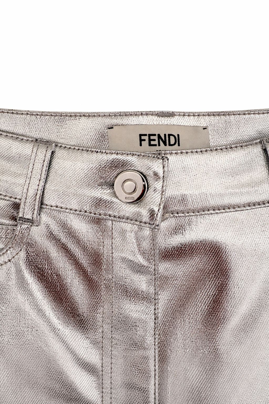 Fendi Metallic Silver Coated Jeans