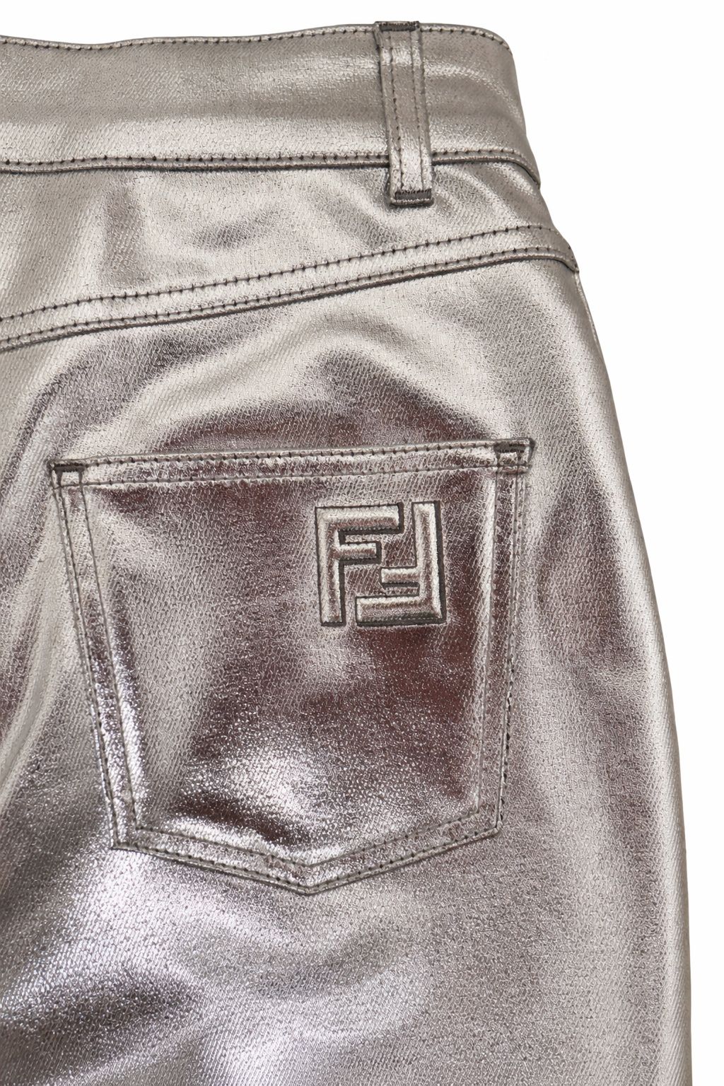 Fendi Metallic Silver Coated Jeans