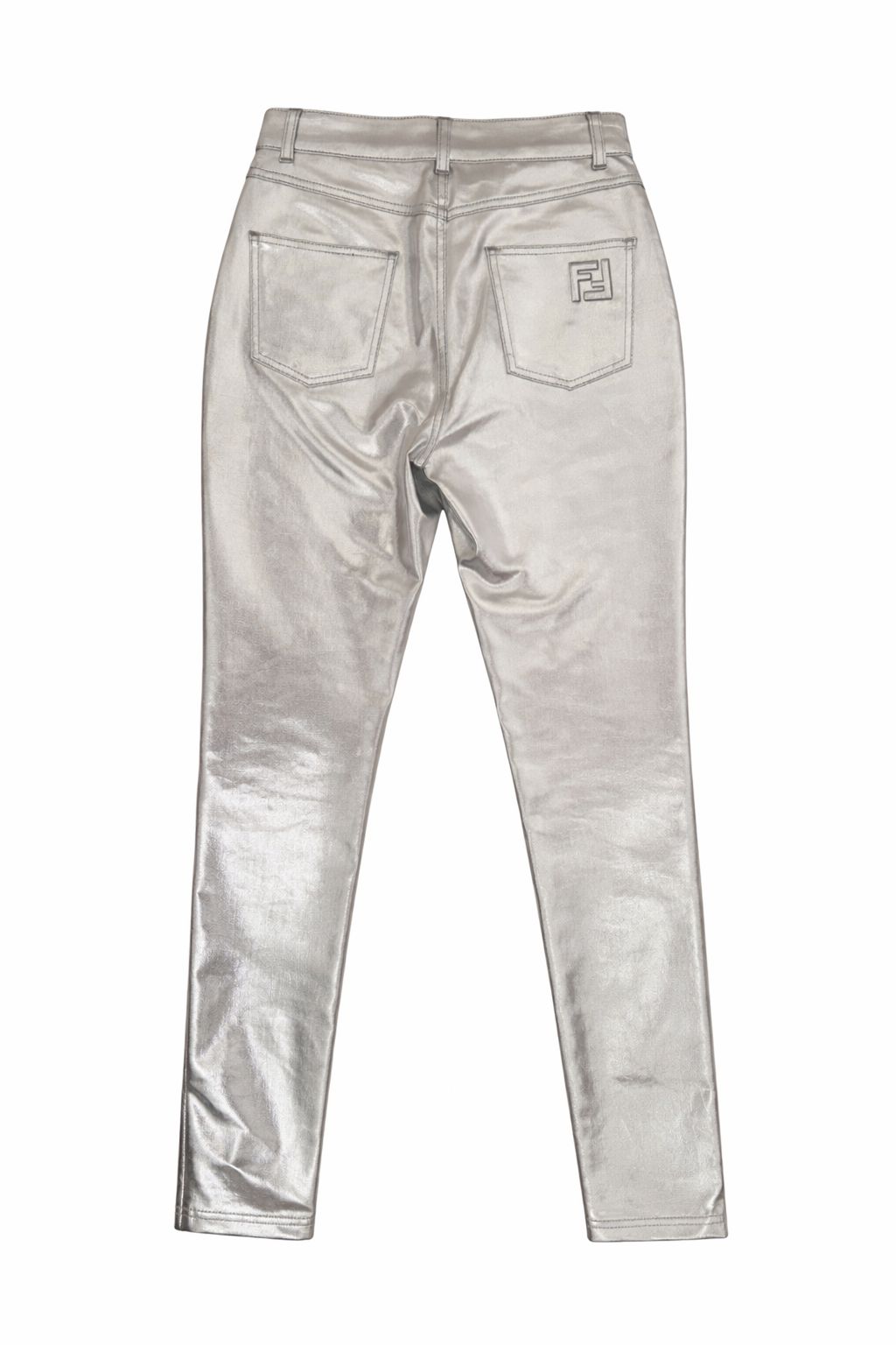 Fendi Metallic Silver Coated Jeans